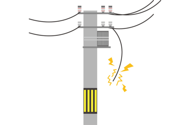 解体工事中の電話線への安全対策